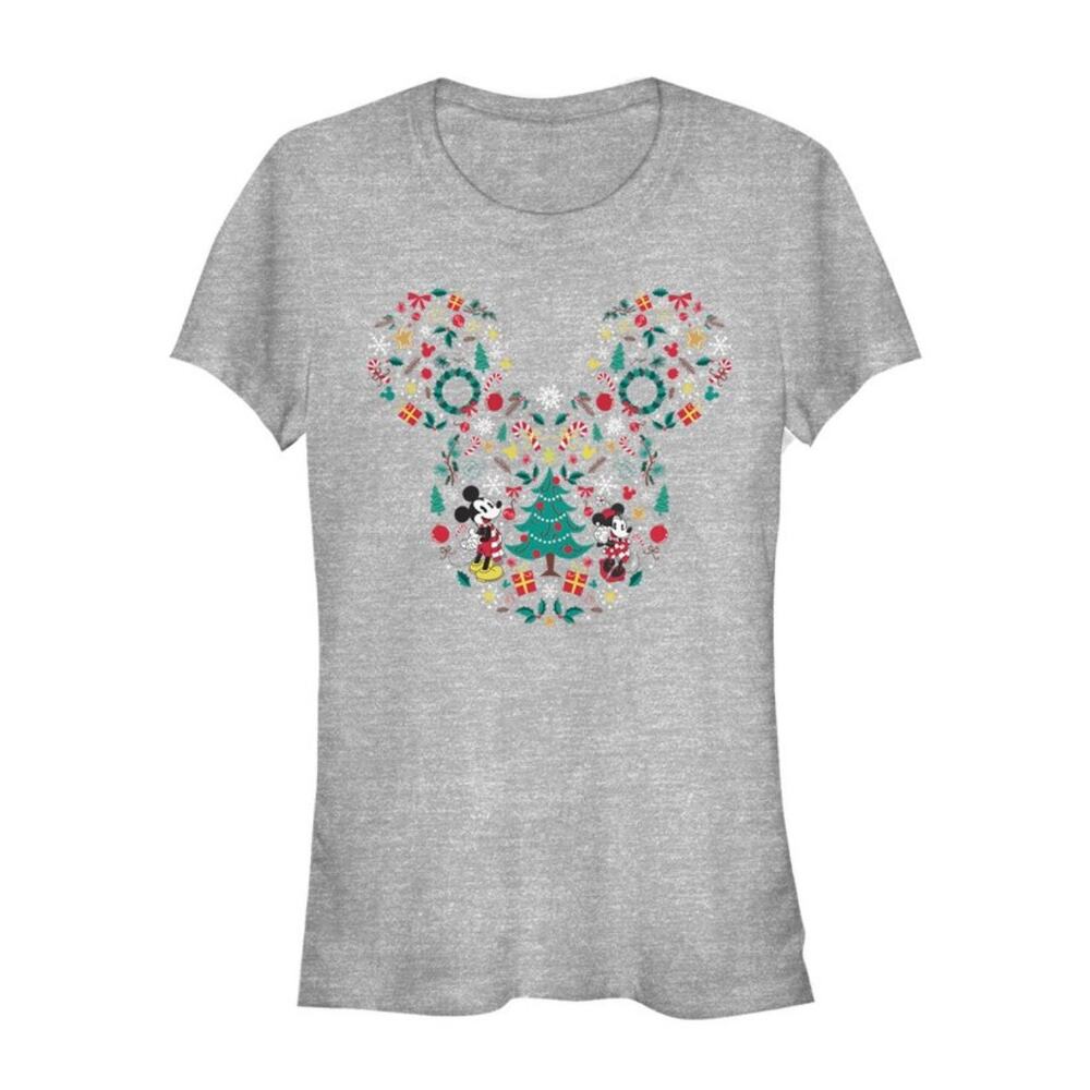 Disney Mickey Mouse Ears Friends Gray Christmas Holiday Tee Shirt Women's size L - Picture 3 of 12